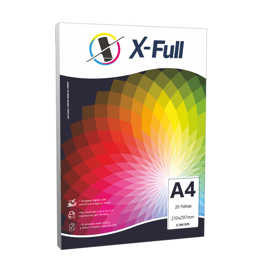 Papel Fotográfico Microporoso X-Full 190g A4 - 20 Folhas
