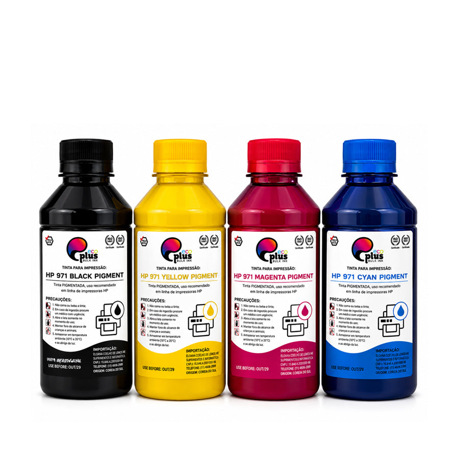 COMBO - 4 Tintas Pigmentadas HP971 - EcoPlus