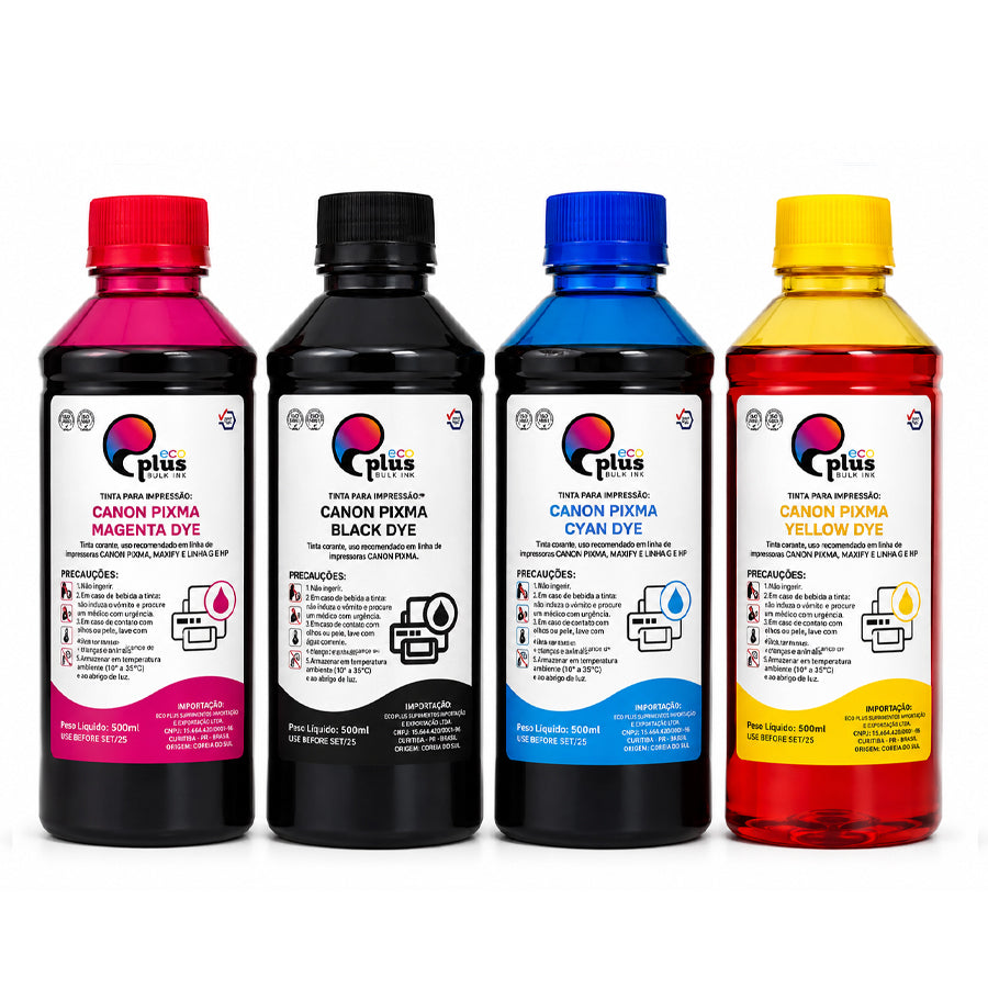 COMBO -  4 Tintas para Linha Canon PIXMA - EcoPlus