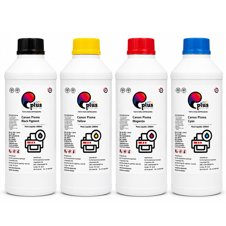 COMBO -  4 Tintas para Linha Canon PIXMA - EcoPlus