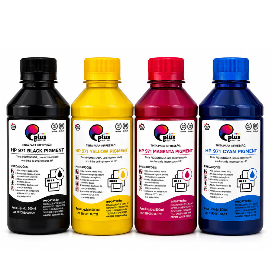 COMBO - 4 Tintas Pigmentadas HP971 - EcoPlus