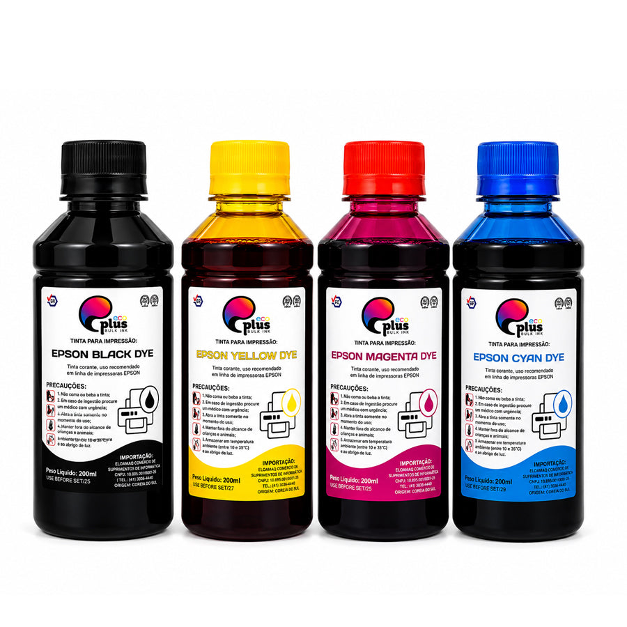 COMBO - 4 Tintas Corante Compatível para EPSON - EcoPlus