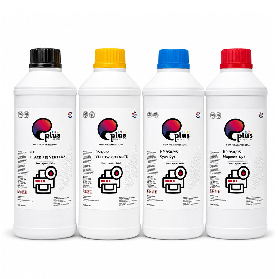 COMBO - 4 Tintas (1 Preto Pigmentado) HP88 e HP950 (3 Corante Colorido)