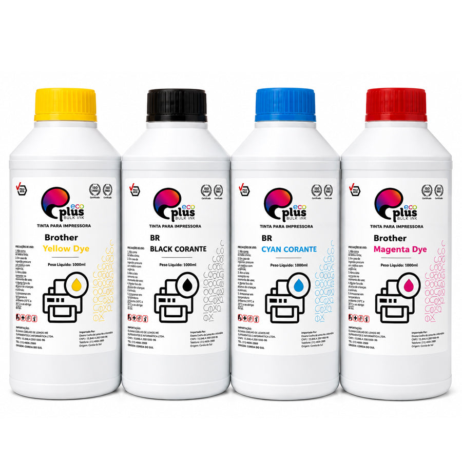 COMBO - 4 Tintas Corante EcoPlus para Brother