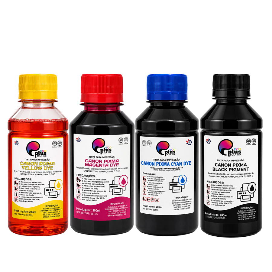 COMBO -  4 Tintas para Linha Canon PIXMA - EcoPlus